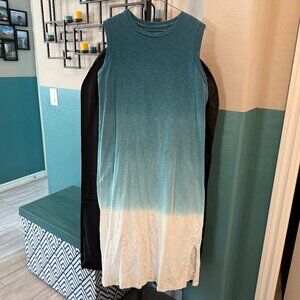 Universal Thread Blue-White Ombre Sleeveless Cotton Maxi Dress, size Large